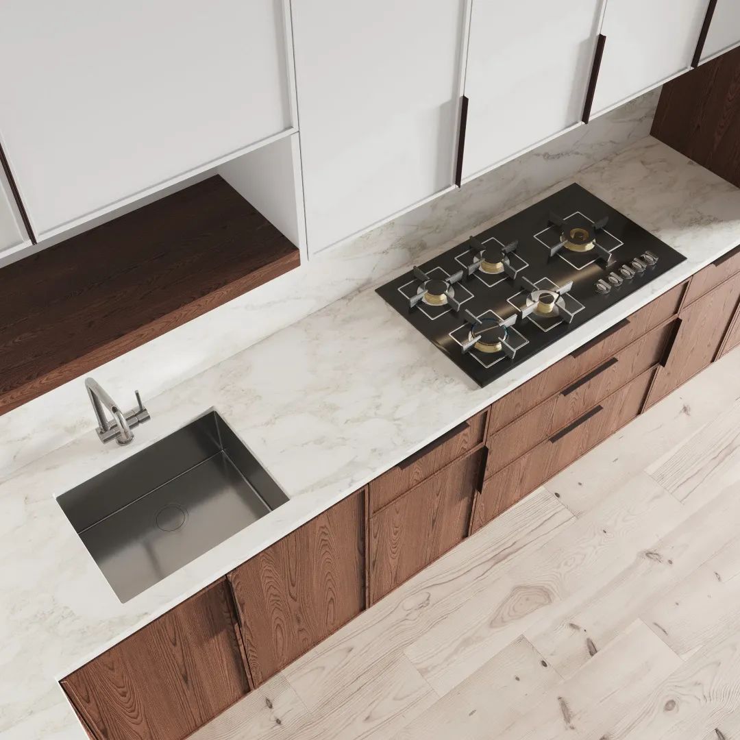 Quartz Countertop with brown wooden cabinets.jpg Quartz Countertop with brown wooden cabinets.jpg