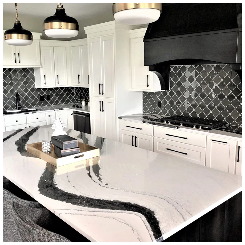 Calacatta Black Vein Quartz Island Tops