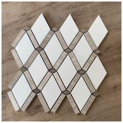 Thassos White Marble Diamond Lattice Mosaic Thassos White Marble Diamond Lattice Mosaic