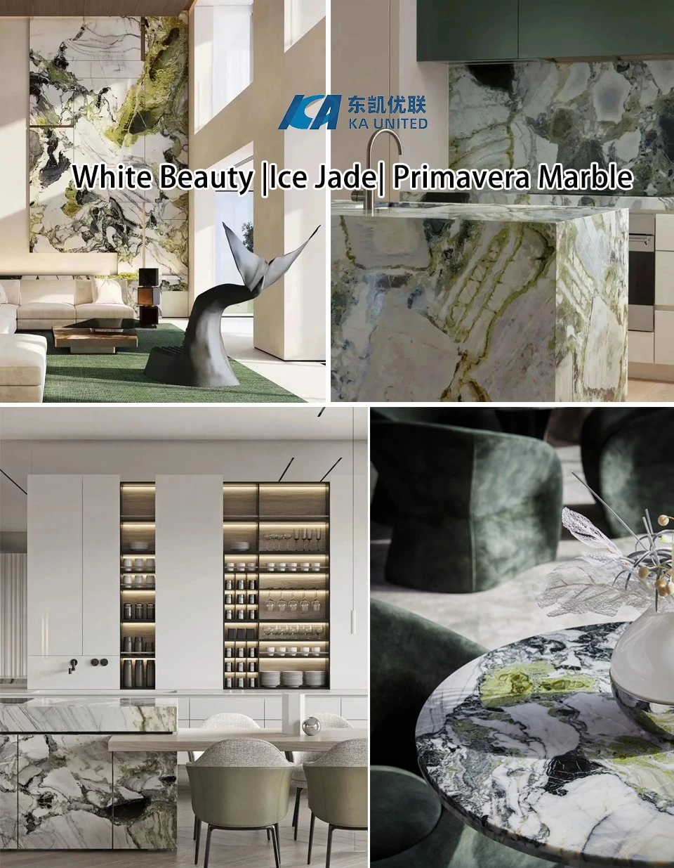 White Beauty Marble Countertop and Round Tables