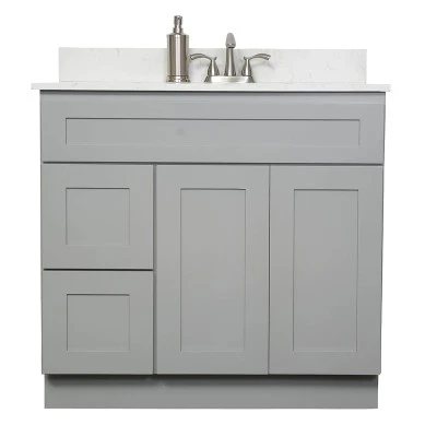 Grey Shaker Vanity With Drawers Grey Shaker Vanity With Drawers
