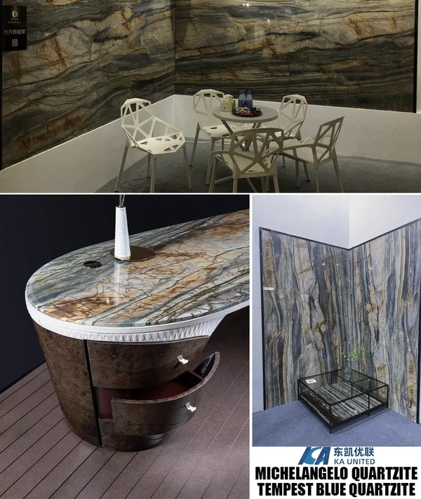 Tempest Blue Quartzite Bookmatched Designs KA UNITED Tempest Blue Quartzite Bookmatched Designs KA UNITED