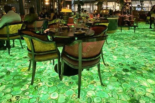 Backlit Green Agate Semi Precious Stone Flooring projects KA UNITED Backlit Green Agate Semi Precious Stone Flooring projects KA UNITED