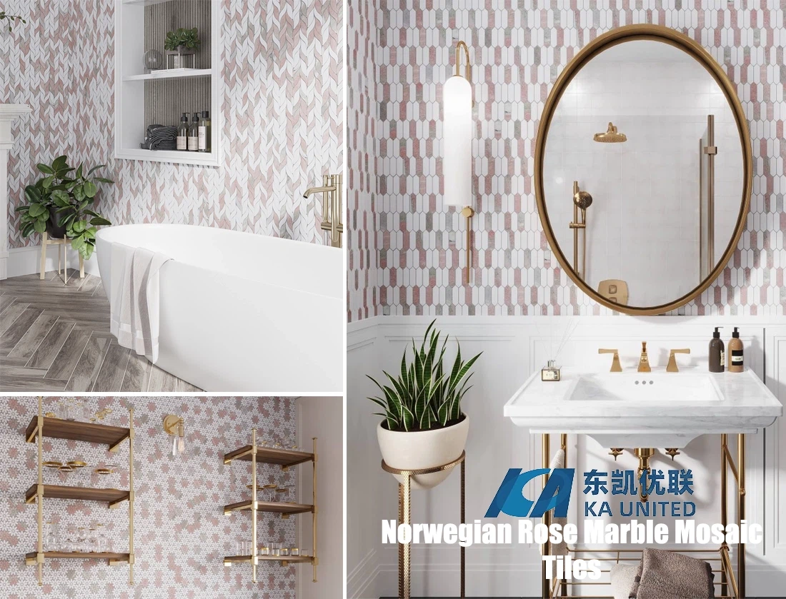 Norwegian Rose Pink Marble Bathroom Mosaic Projects KA UNITED Norwegian Rose Pink Marble Bathroom Mosaic Projects KA UNITED