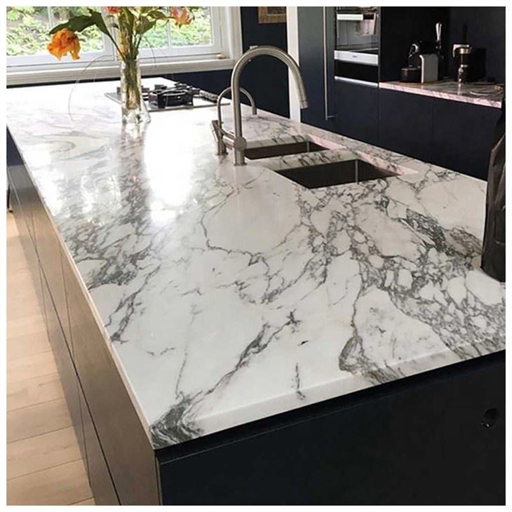 Arabescato White Marble Waterfall Countertops