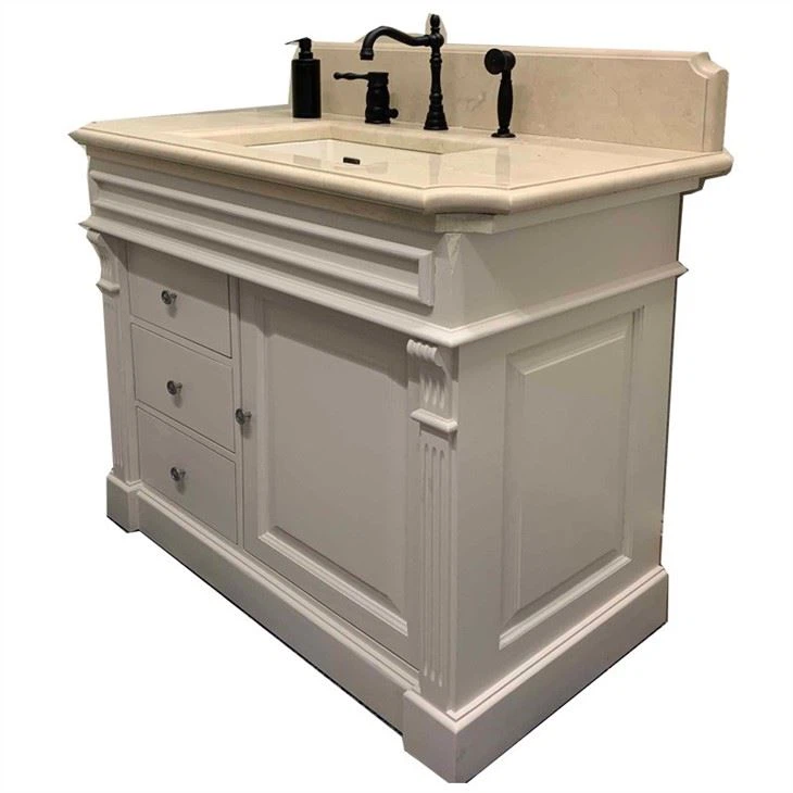 China Beige Marble Single Sink Bathroom Vanity Suppliers Factory ...
