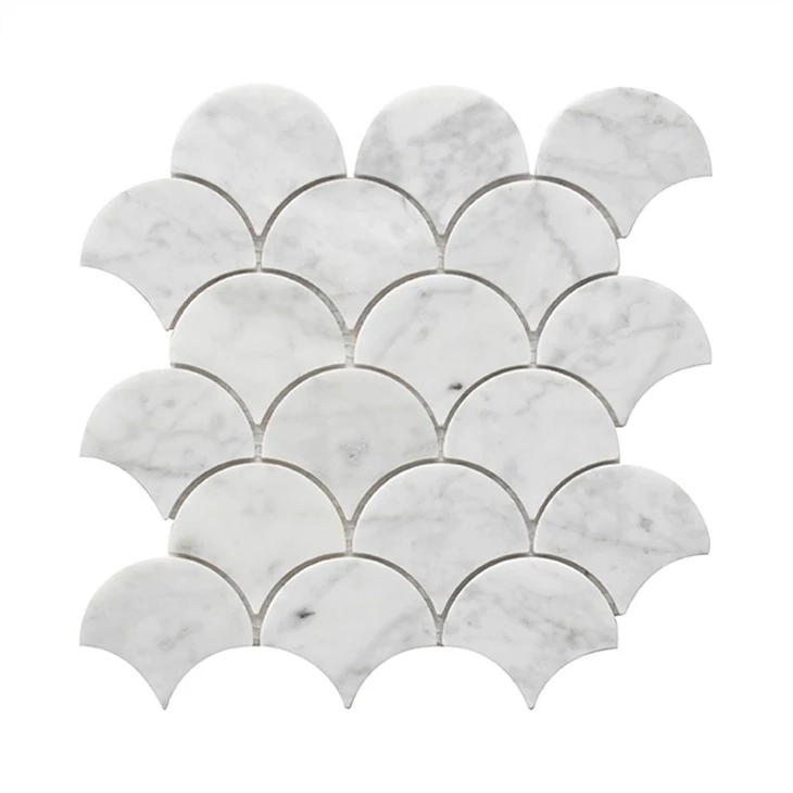 Carrara Marble Fan Mosaic