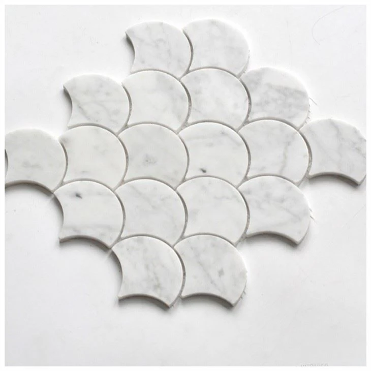 Bianco Carrara Marble Fan Mosaic