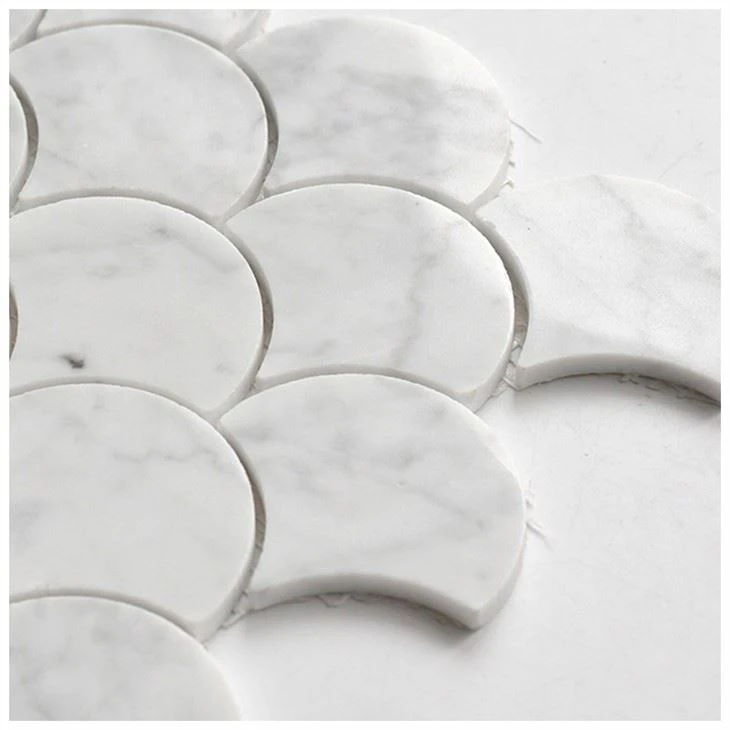 Carrara White Marble Fan Mosaic