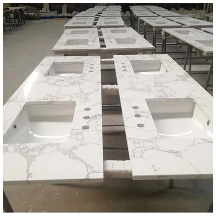 Fabricated Double Sink Quartz Vanity Top