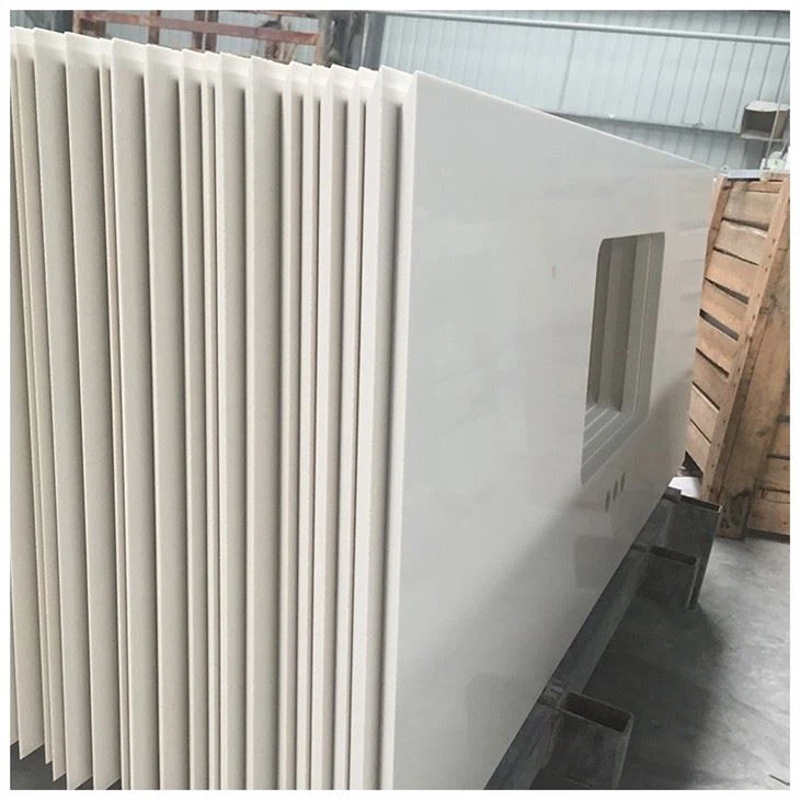 Mitered Edge White Quartz Countertop