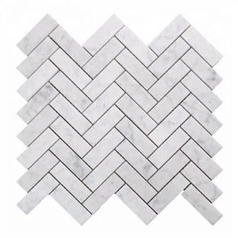 Carrara White Herringbone Marble Mosaic