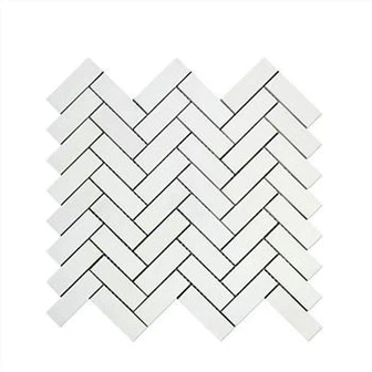 Thassos Herringbone Polished Marble Mosaic