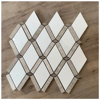 Thassos White Marble Diamond Lattice Mosaic