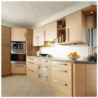 Wooden Veneer Melamine Kitchen Cabinets
