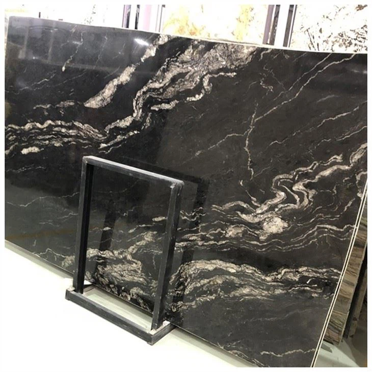 Titanium Black Granite Slab For Kitchen Countertops