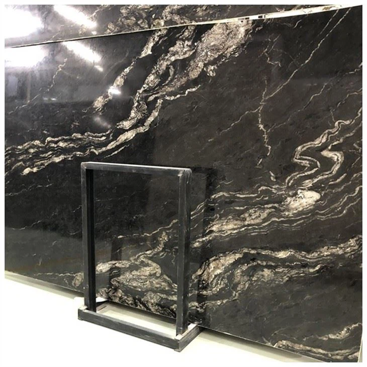 Titanium Black Granite Slab For Wall Facade Projects
