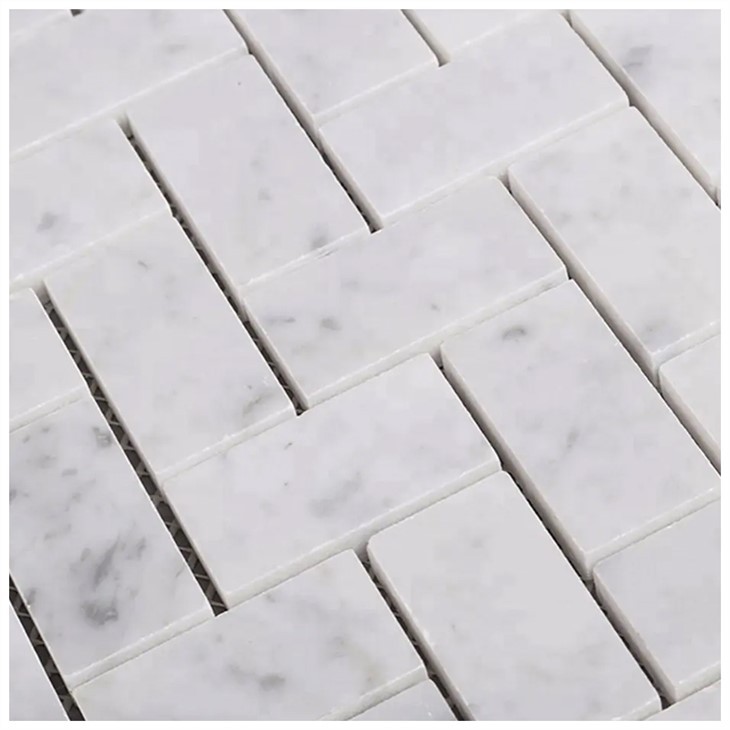 herringbone carrara marble