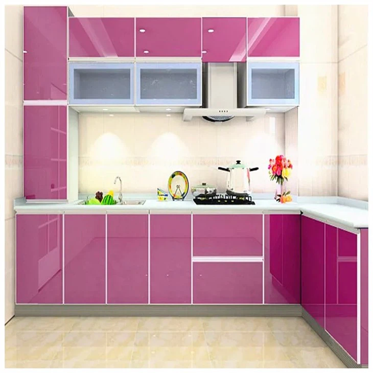 Lacquer Pink Cupboard Kitchen Cabinet