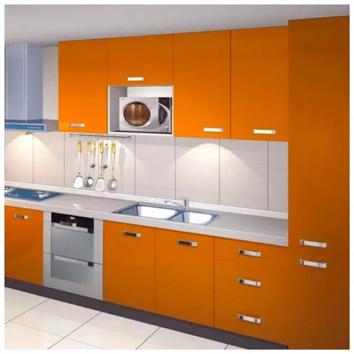 Lacquer Orange Cupboard Kitchen Cabinet