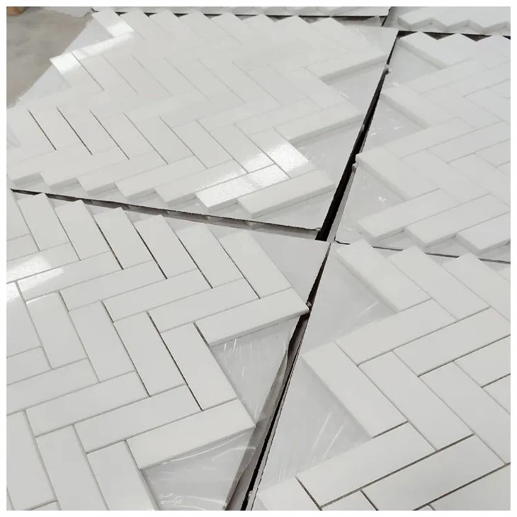 Thassos White Marble Herringbone Marble Mosaic Tiles