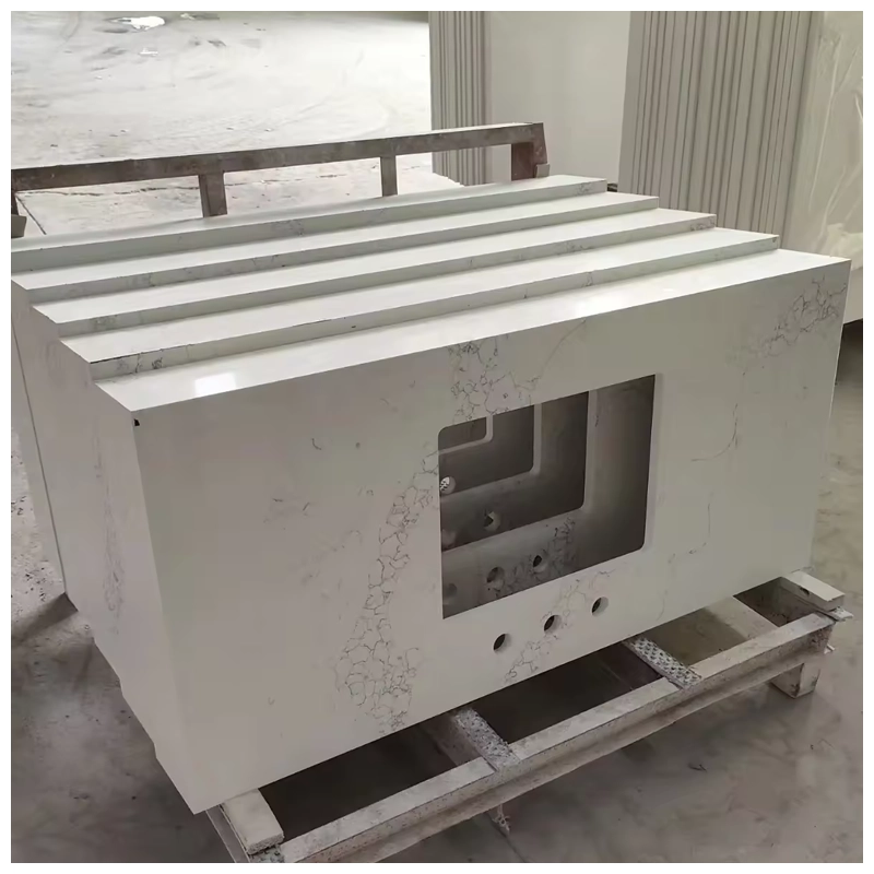 Carrara White Quartz Vanity Tops with Single Rectangular Sink