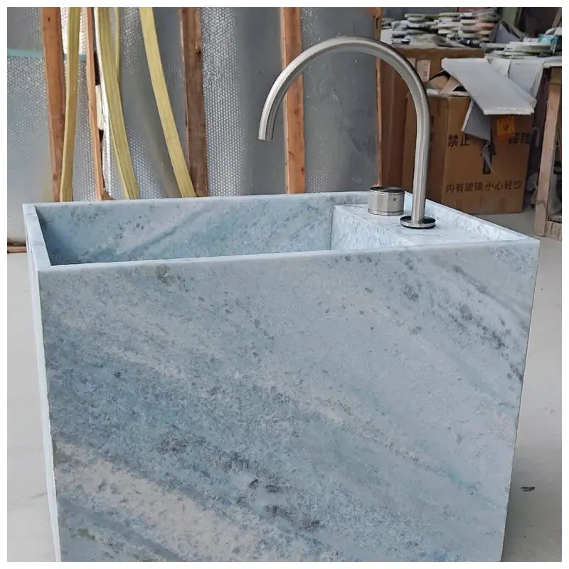 Blue Crystal Marble Free Standing Sinks