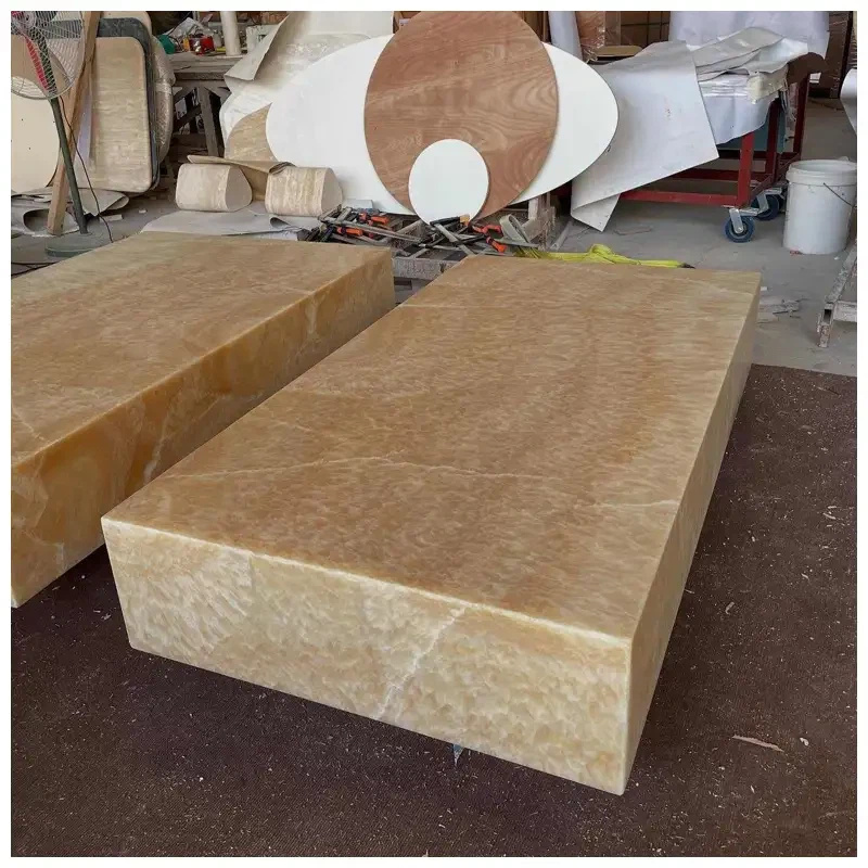 Honey Onyx Plinth Side Table