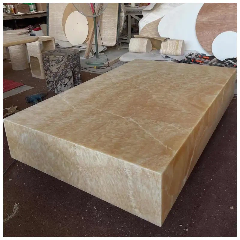Honey Onyx Plinth Coffee Table