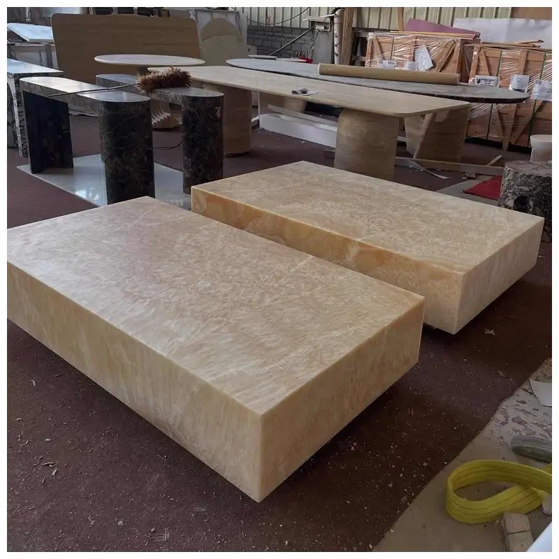 Honey Onyx Plinth Rectangle Table