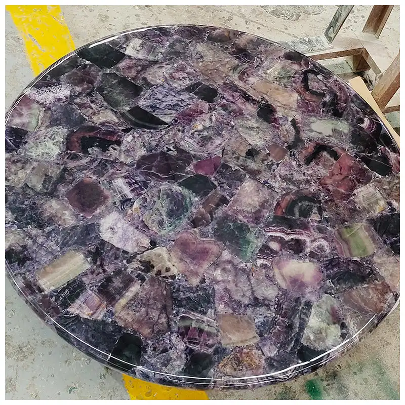 Amethyst Gemstone Round Dining Tables