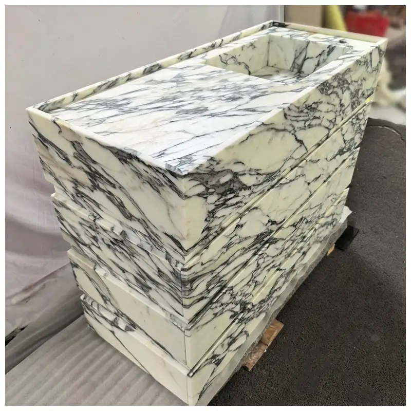 Floating Arabescato Marble Bathroom Vanity