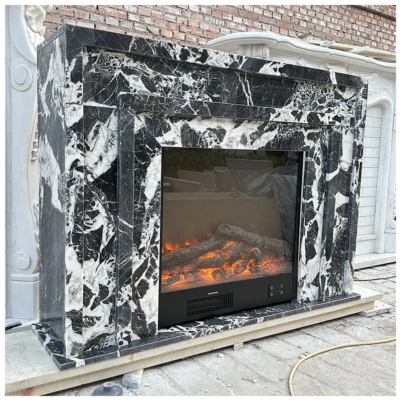 Grand Antique Black Marble Fireplace