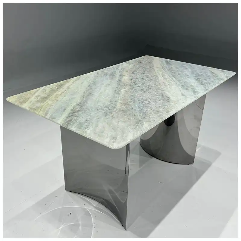 Blue Calcite Crystal Marble Rectangle Dining Tables
