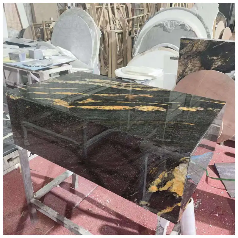 Cosmic Gold Black Granite Block Coffee Table