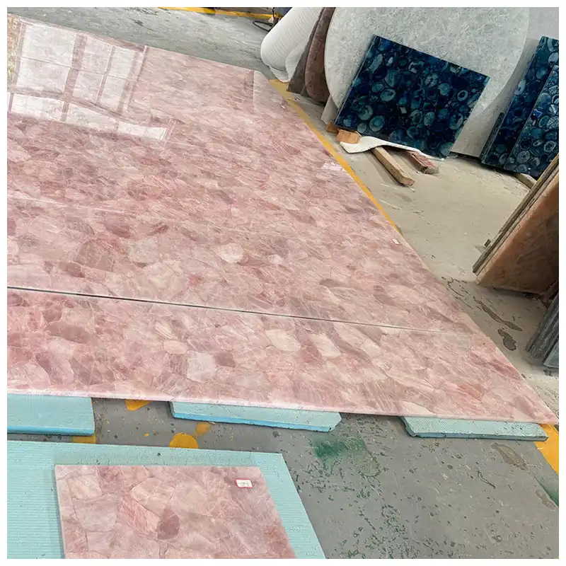 Crystal Rose Quartz Polished Tiles