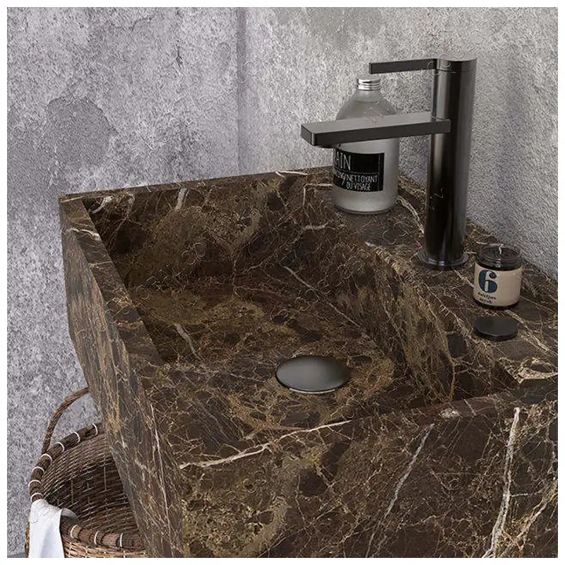 Dark Emperador Marble Sinks Wall Hung Design