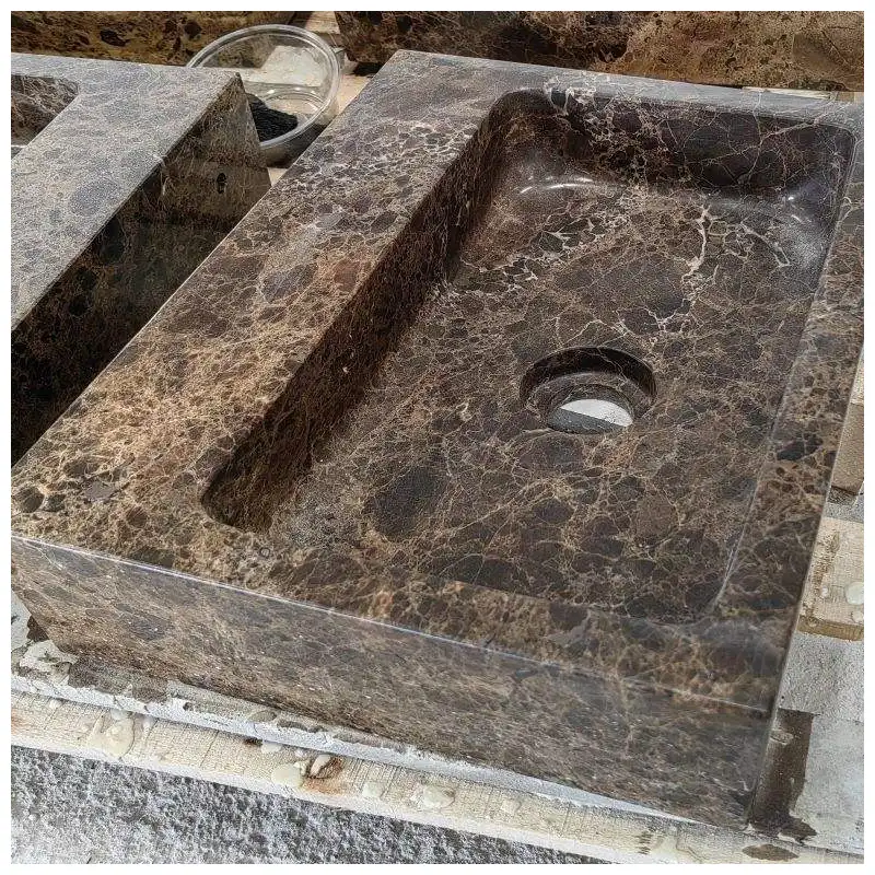 Dark Emperador Marble Bathroom Sinks