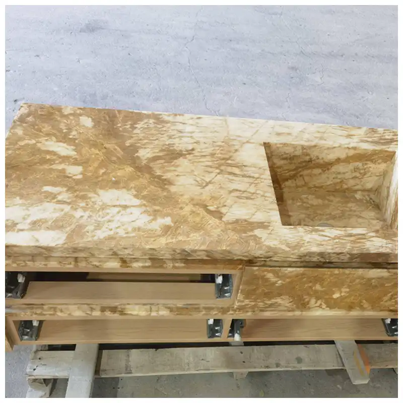Giallo Siena Marble Wall Hung Cabinet Vanity Tops