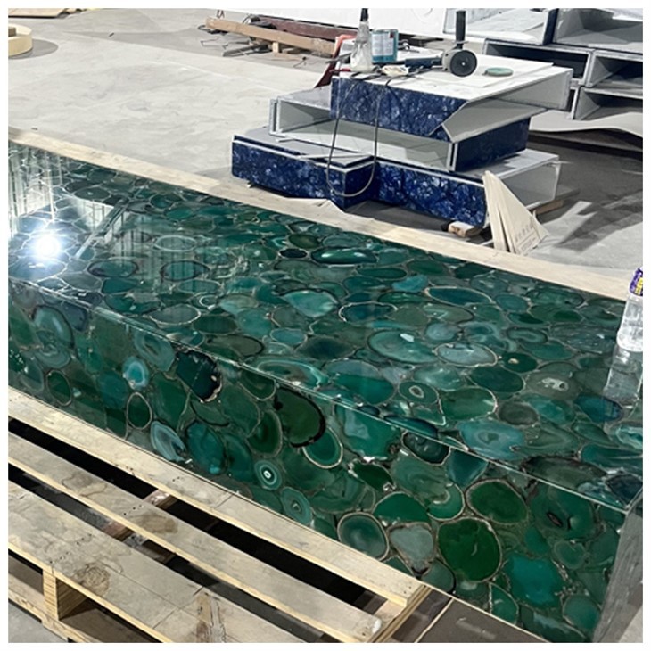 Illuminated Green Agate Semi-precious Stone Bar Countertops
