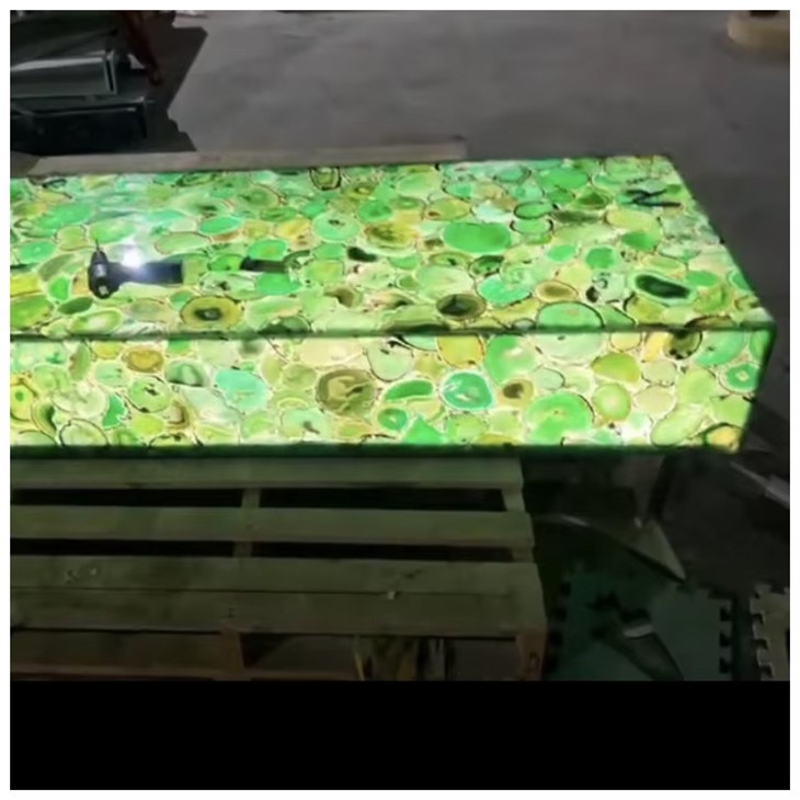 Illuminated Green Agate Gemstone Stone Bar Countertops