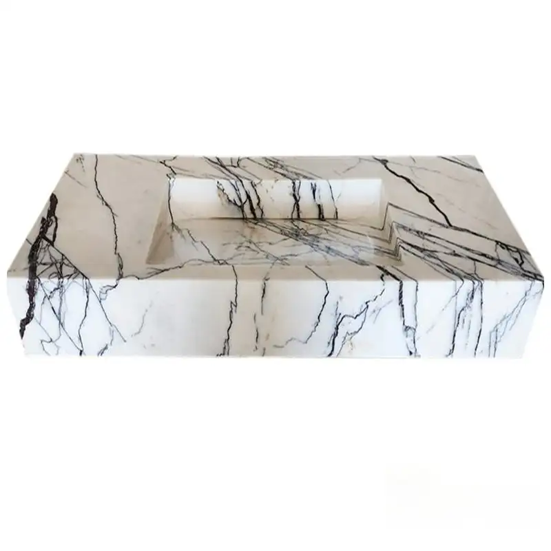 Milas Lilac White Marble Wall Hung integrated Basins