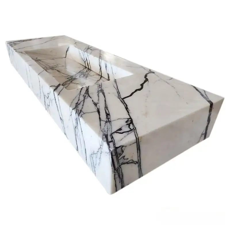 Milas Lilac White Marble Wall Hung Vanity Sinks