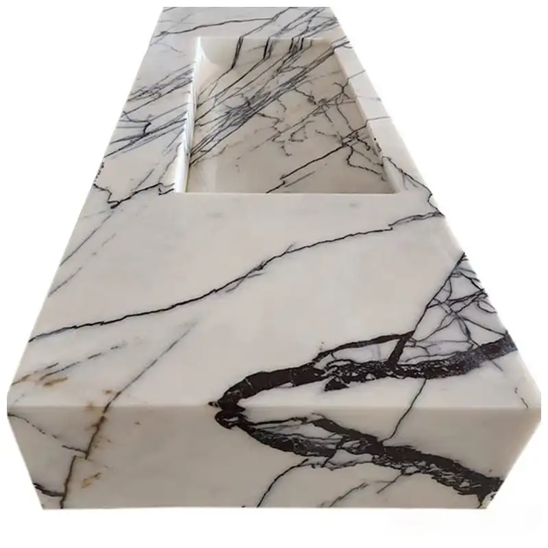 Milas Lilac White Marble Wall Hung Vanity Basins