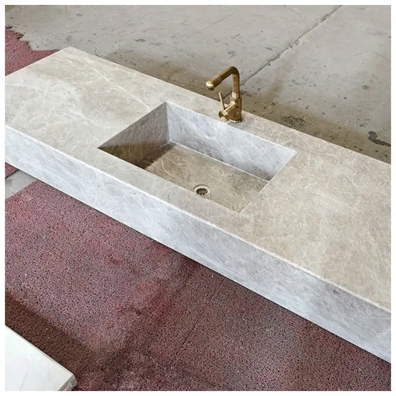 Perla Venata Quartzite Floating Bathroom Vanity Sinks