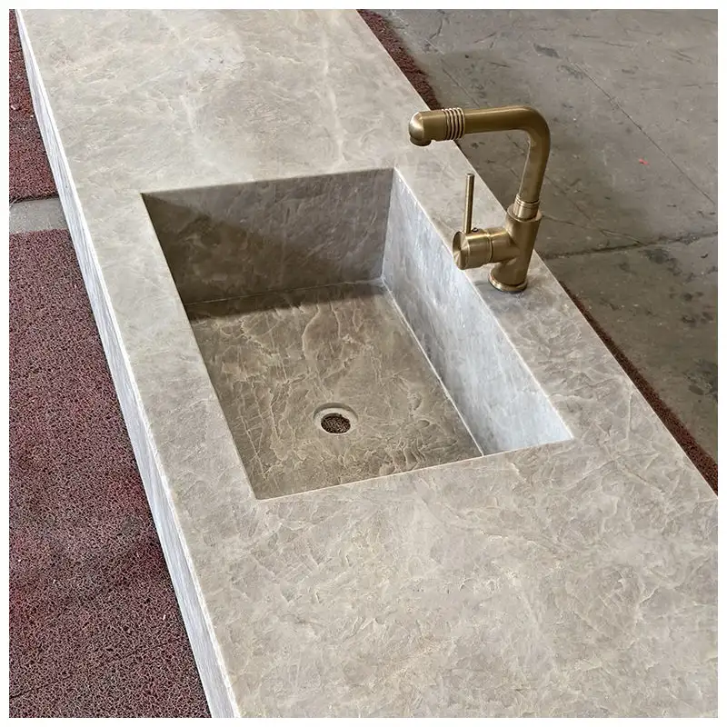 Perla Venata Quartzite Integrated Vanity Basins