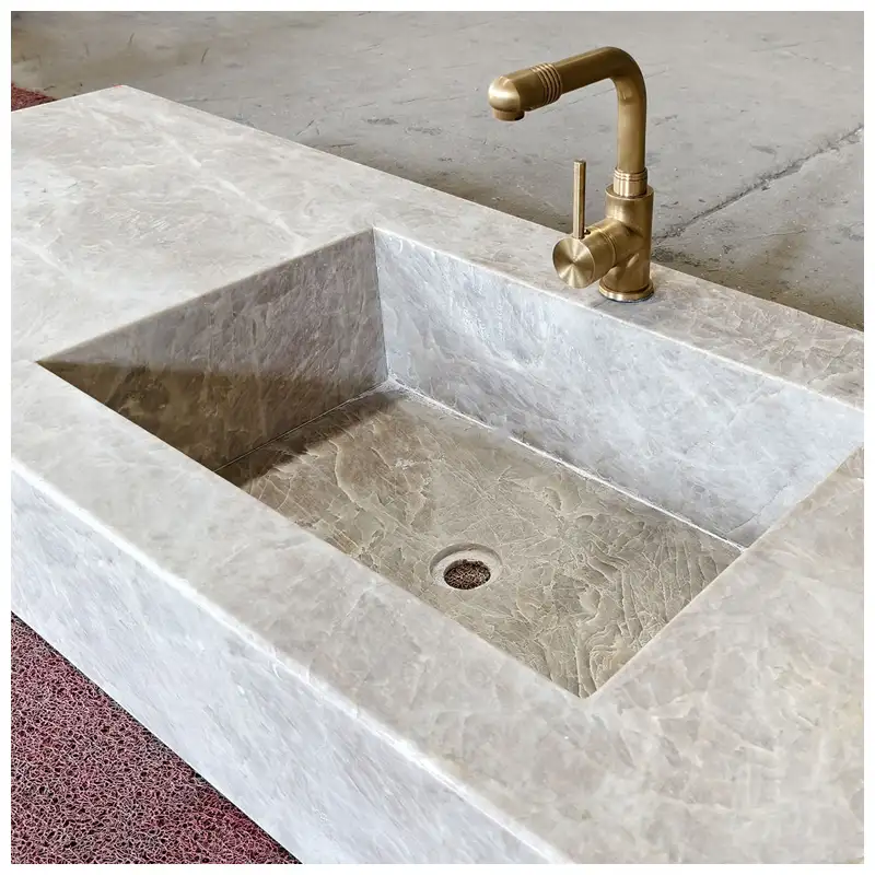 Perla Venata Quartzite Floating Vanity Basins
