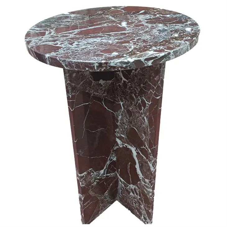 Rosso Levanto Marble Side Table