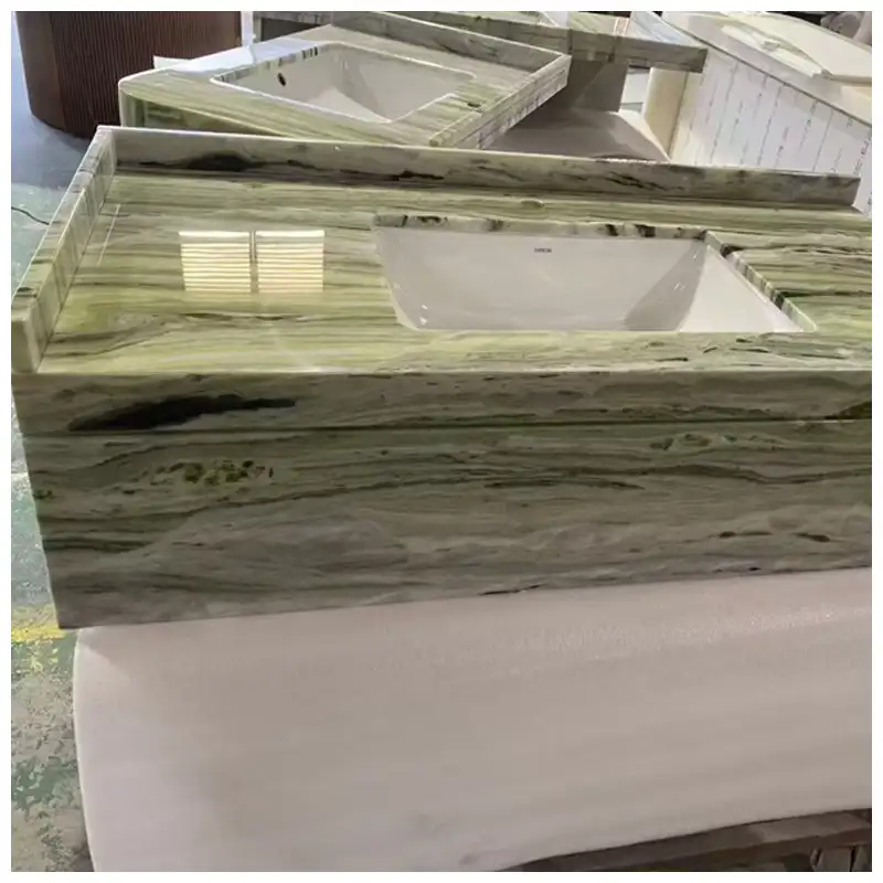 Shangri-La Green Marble Floating Vanity Countertops