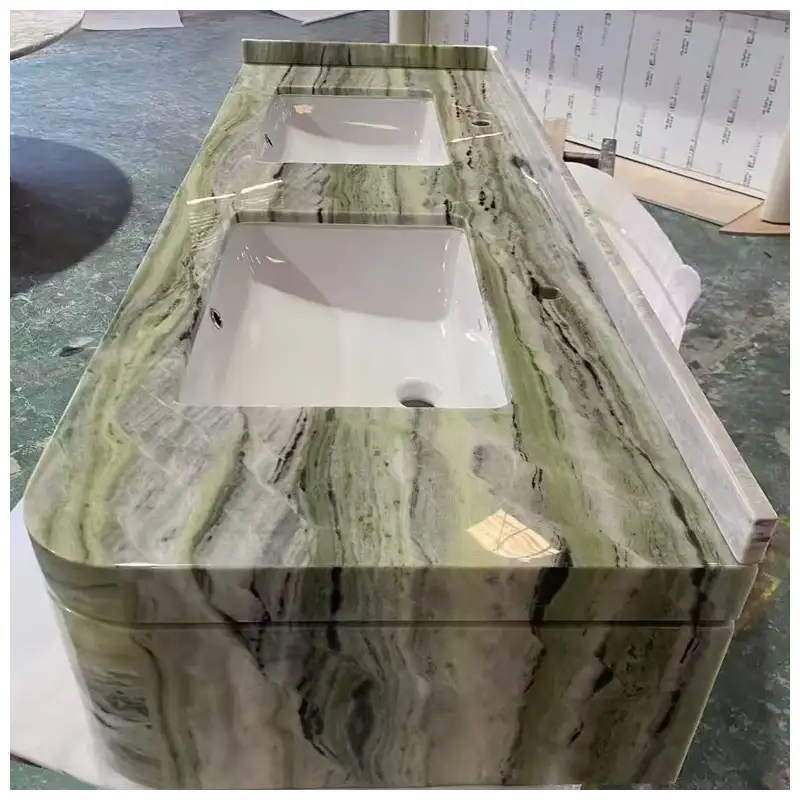 Shangri-La Green Marble Wall Mounted Vanity Countertops